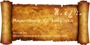 Mayersberg Áldáska névjegykártya